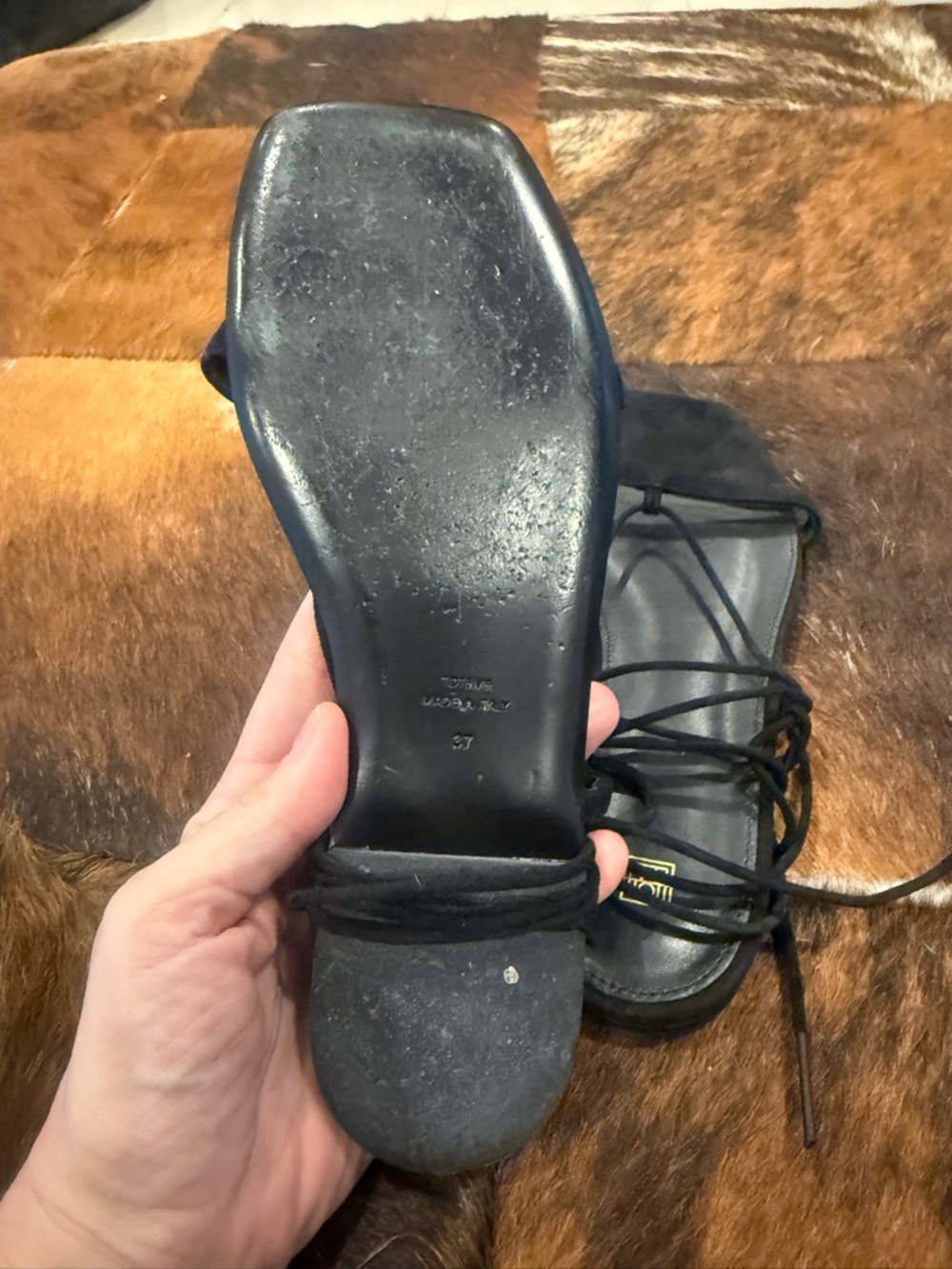 Toteme Black Suede Ankle Toe Sandals - Picture 6 of 7